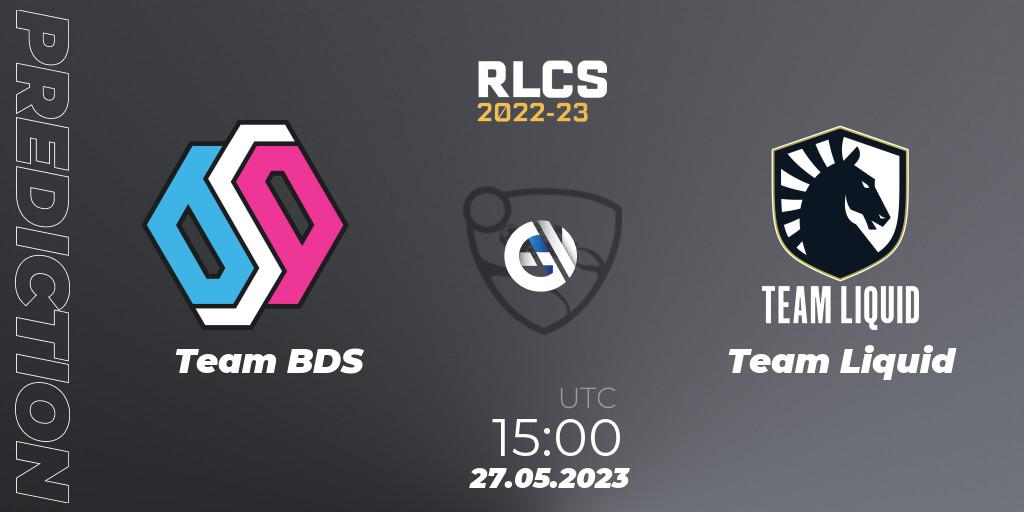 Prognose für das Spiel Team BDS VS Team Liquid. 27.05.2023 at 15:00. Rocket League - RLCS 2022-23 - Spring: Europe Regional 2 - Spring Cup