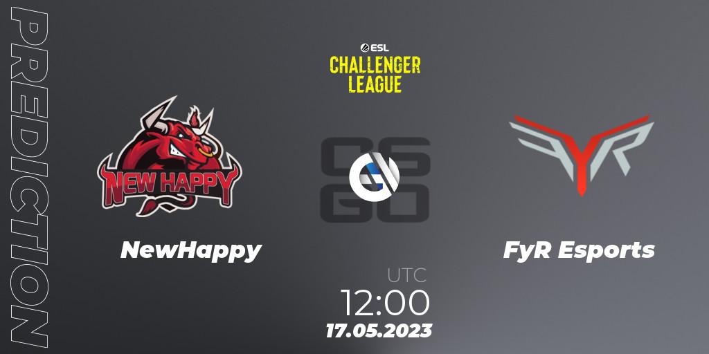 Prognose für das Spiel NewHappy VS FyR Esports. 17.05.2023 at 12:00. Counter-Strike (CS2) - ESL Challenger League Season 45: Asia-Pacific