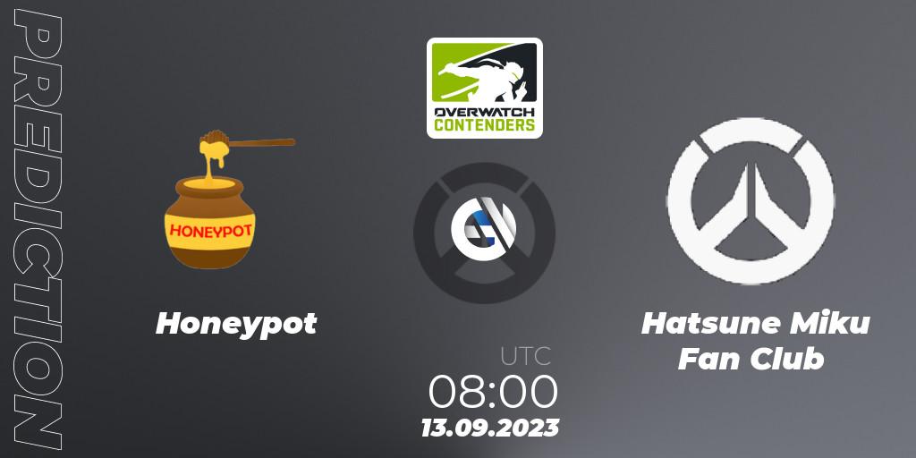 Prognose für das Spiel Honeypot VS Hatsune Miku Fan Club. 13.09.2023 at 08:00. Overwatch - Overwatch Contenders 2023 Fall Series: Australia/New Zealand