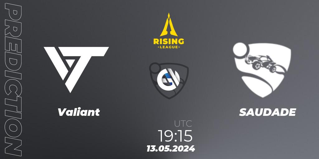 Prognose für das Spiel Valiant VS SAUDADE. 13.05.2024 at 19:10. Rocket League - Rising League 2024 — Split 1 — Main Event