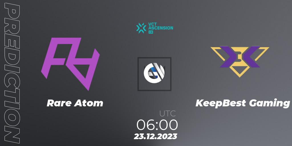 Prognose für das Spiel Rare Atom VS KeepBest Gaming. 23.12.23. VALORANT - VALORANT China Ascension 2023