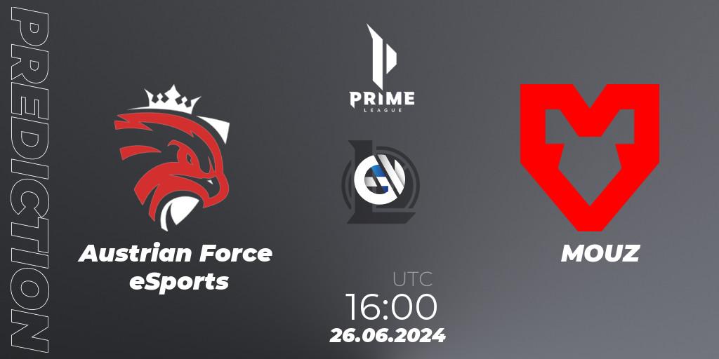 Prognose für das Spiel Austrian Force eSports VS MOUZ. 26.06.2024 at 16:00. LoL - Prime League Summer 2024