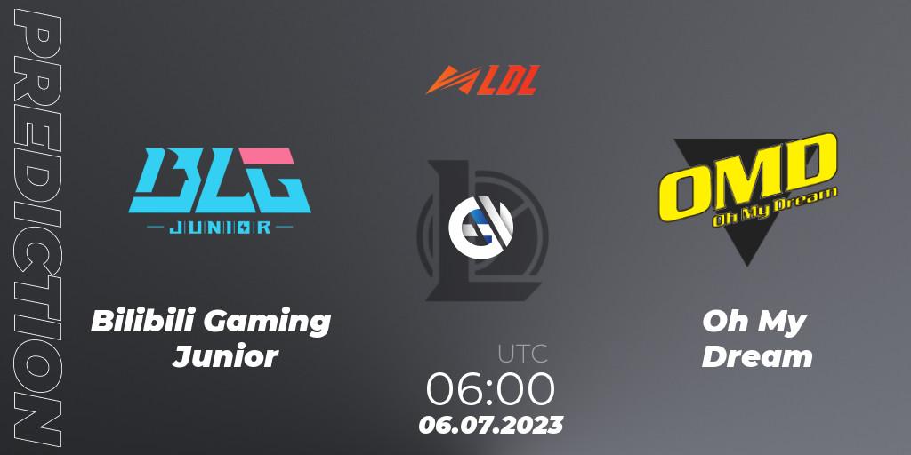 Prognose für das Spiel Bilibili Gaming Junior VS Oh My Dream. 06.07.23. LoL - LDL 2023 - Regular Season - Stage 3