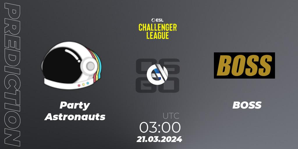 Prognose für das Spiel Party Astronauts VS BOSS. 21.03.24. CS2 (CS:GO) - ESL Challenger League Season 47: North America