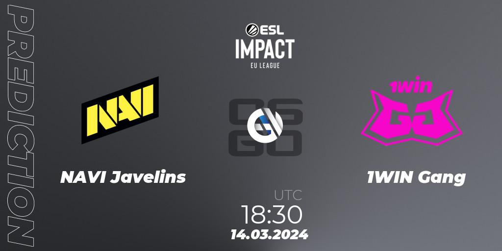 Prognose für das Spiel NAVI Javelins VS 1WIN Gang. 14.03.24. CS2 (CS:GO) - ESL Impact League Season 5: Europe