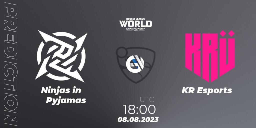 Prognose für das Spiel Ninjas in Pyjamas VS KRÜ Esports. 08.08.2023 at 15:00. Rocket League - Rocket League Championship Series 2022-23 - World Championship Group Stage