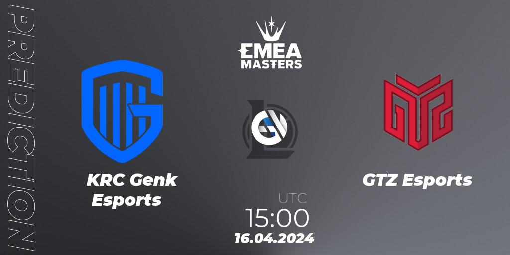 Prognose für das Spiel KRC Genk Esports VS GTZ Esports. 16.04.24. LoL - EMEA Masters Spring 2024 - Play-In