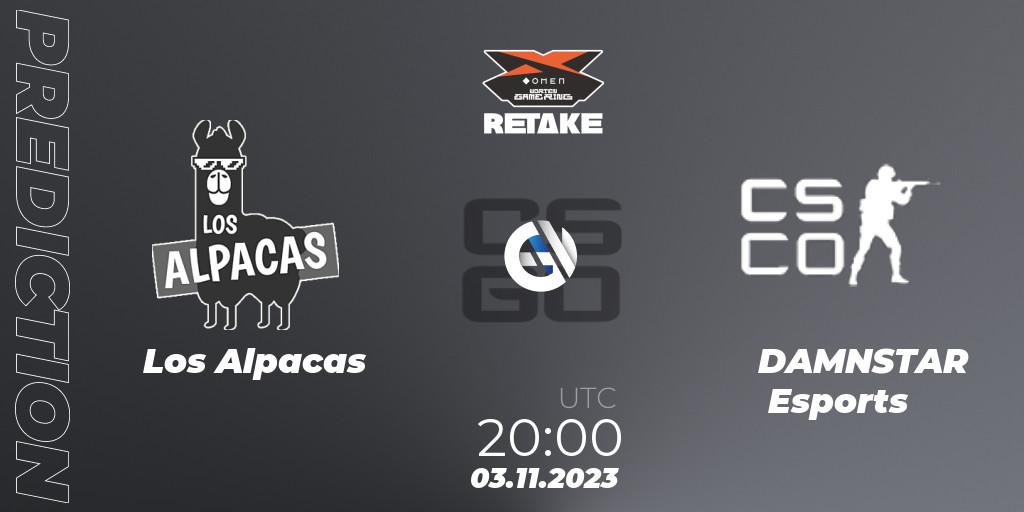 Prognose für das Spiel Los Alpacas VS DAMNSTAR Esports. 03.11.23. CS2 (CS:GO) - Circuito Retake Season 7: Take #3