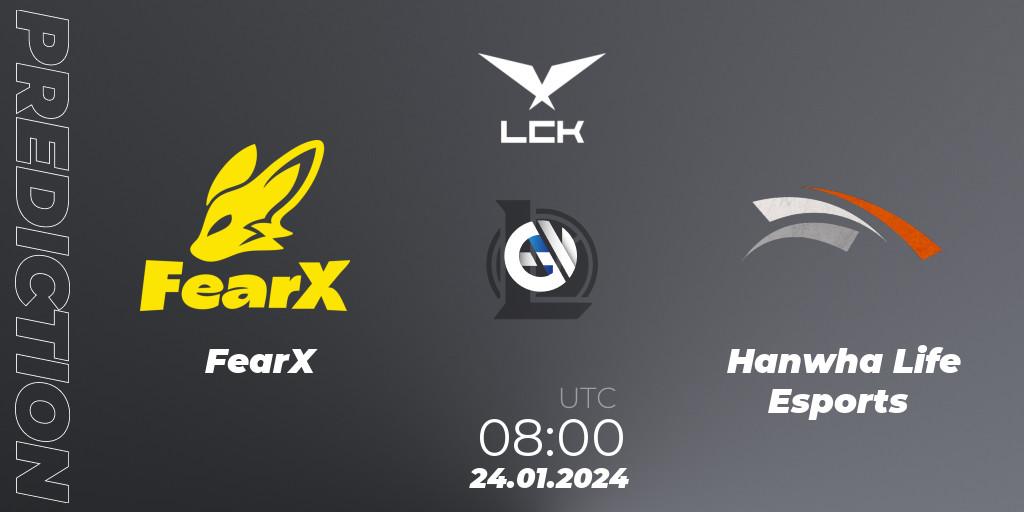 Prognose für das Spiel FearX VS Hanwha Life Esports. 24.01.24. LoL - LCK Spring 2024 - Group Stage