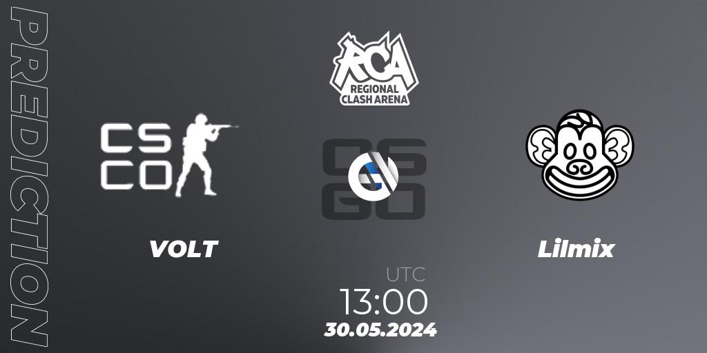 Prognose für das Spiel VOLT VS Lilmix. 30.05.2024 at 13:00. Counter-Strike (CS2) - Regional Clash Arena Europe: Closed Qualifier