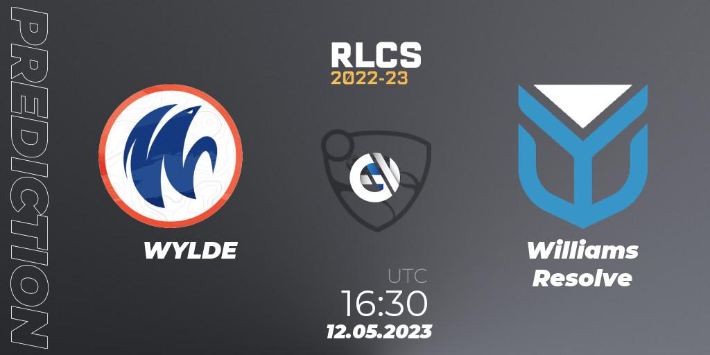 Prognose für das Spiel WYLDE VS Williams Resolve. 12.05.23. Rocket League - RLCS 2022-23 - Spring: Europe Regional 1 - Spring Open