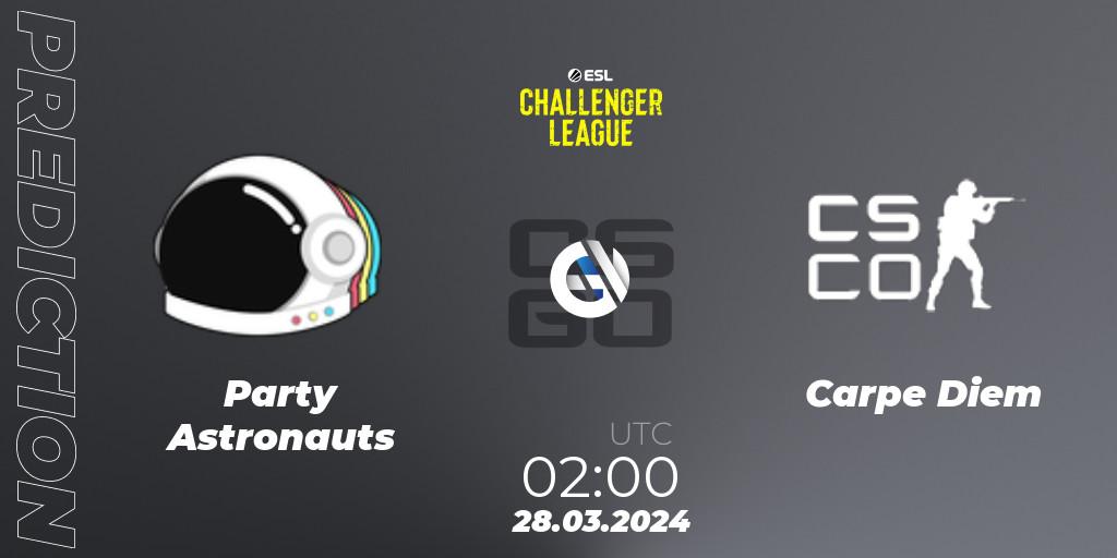Prognose für das Spiel Party Astronauts VS Carpe Diem. 28.03.24. CS2 (CS:GO) - ESL Challenger League Season 47: North America