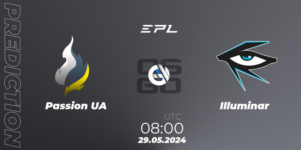 Prognose für das Spiel Passion UA VS Illuminar. 29.05.2024 at 09:00. Counter-Strike (CS2) - European Pro League Season 16