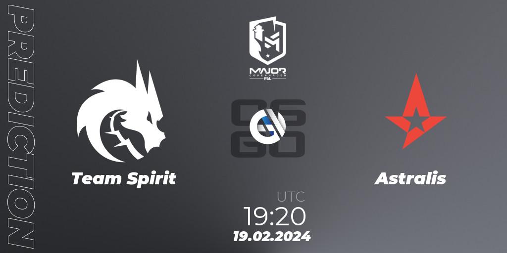 Prognose für das Spiel Team Spirit VS Astralis. 19.02.24. CS2 (CS:GO) - PGL CS2 Major Copenhagen 2024: European RMR B