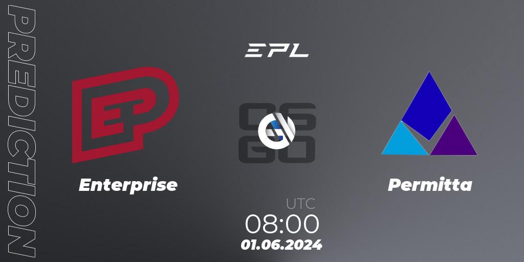Prognose für das Spiel Enterprise VS Permitta. 01.06.2024 at 08:00. Counter-Strike (CS2) - European Pro League Season 16