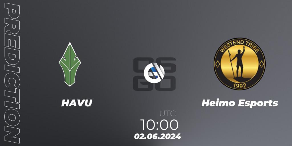 Prognose für das Spiel HAVU VS Heimo Esports. 02.06.2024 at 10:00. Counter-Strike (CS2) - Pelaajat.com Series Summer 2024