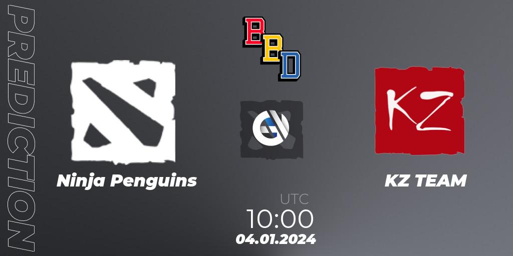 Prognose für das Spiel Ninja Penguins VS KZ TEAM. 04.01.2024 at 10:00. Dota 2 - BetBoom Dacha Dubai 2024: WEU Open Qualifier #1