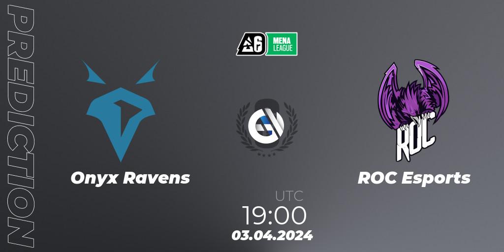 Prognose für das Spiel Onyx Ravens VS ROC Esports. 03.04.2024 at 19:00. Rainbow Six - MENA League 2024 - Stage 1