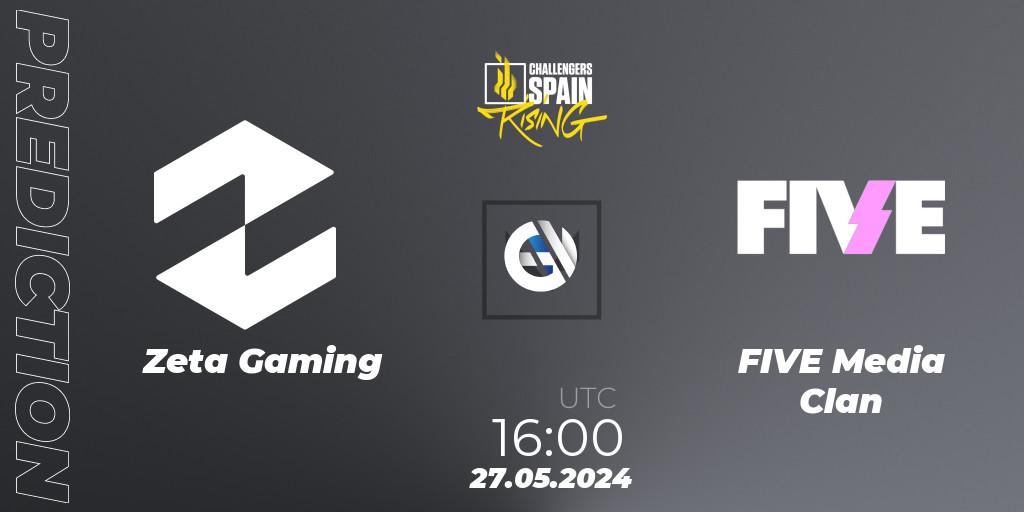 Prognose für das Spiel Zeta Gaming VS FIVE Media Clan. 27.05.2024 at 16:00. VALORANT - VALORANT Challengers 2024 Spain: Rising Split 2