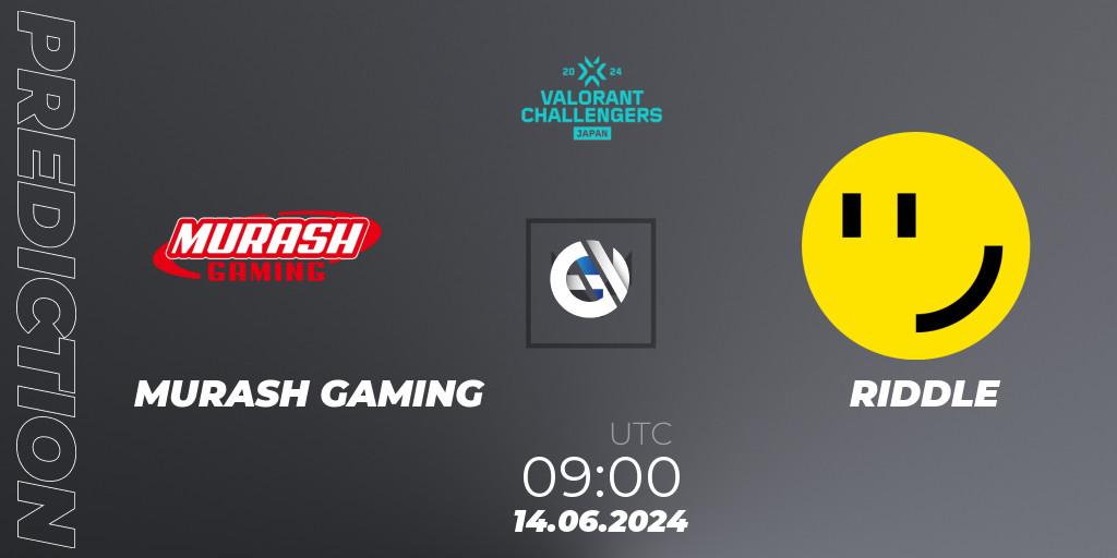 Prognose für das Spiel MURASH GAMING VS RIDDLE. 14.06.2024 at 09:00. VALORANT - VALORANT Challengers Japan 2024: Split 2