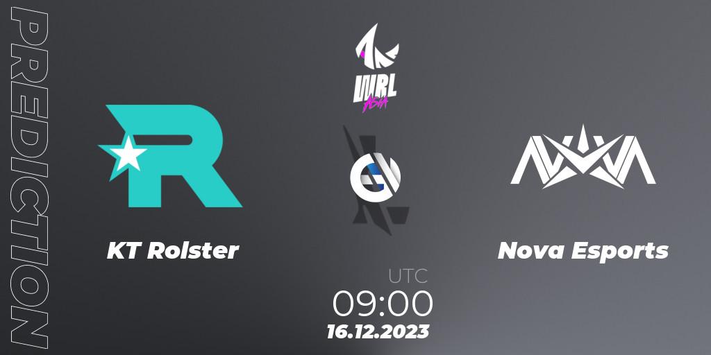 Prognose für das Spiel KT Rolster VS Nova Esports. 16.12.2023 at 09:00. Wild Rift - WRL Asia 2023 - Season 2 - Regular Season