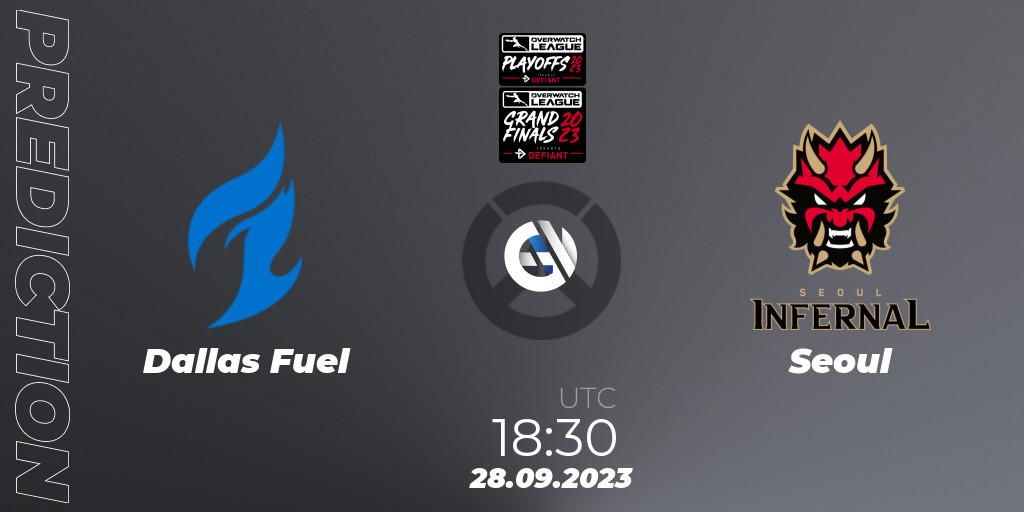 Prognose für das Spiel Dallas Fuel VS Seoul. 28.09.23. Overwatch - Overwatch League 2023 - Playoffs