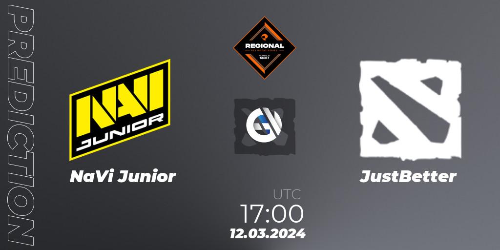 Prognose für das Spiel NaVi Junior VS JustBetter. 12.03.2024 at 17:00. Dota 2 - RES Regional Series: EU #1