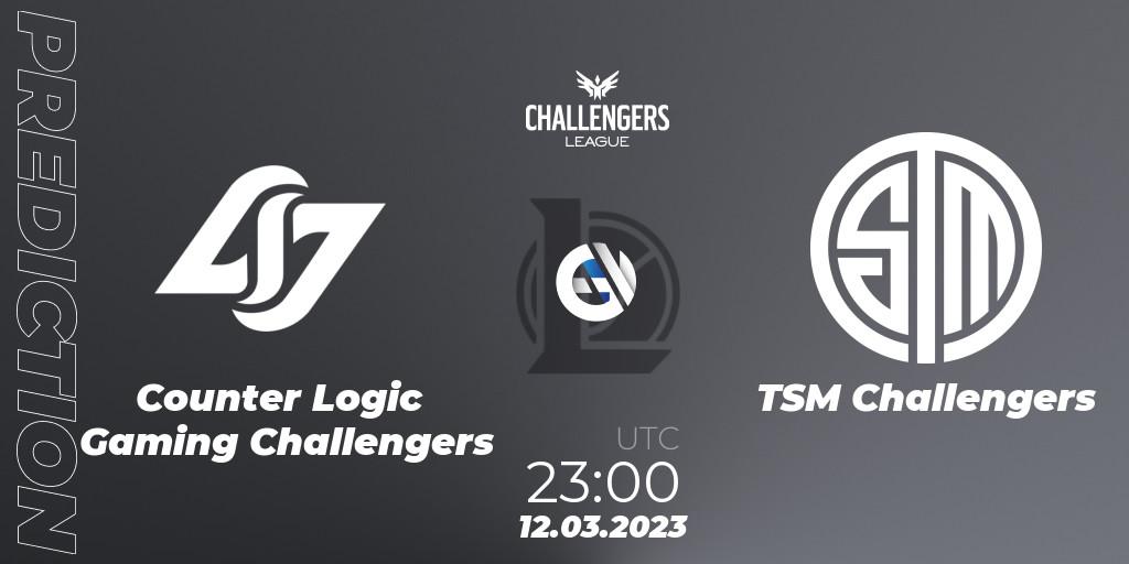 Prognose für das Spiel Counter Logic Gaming Challengers VS TSM Challengers. 12.03.23. LoL - NACL 2023 Spring - Playoffs