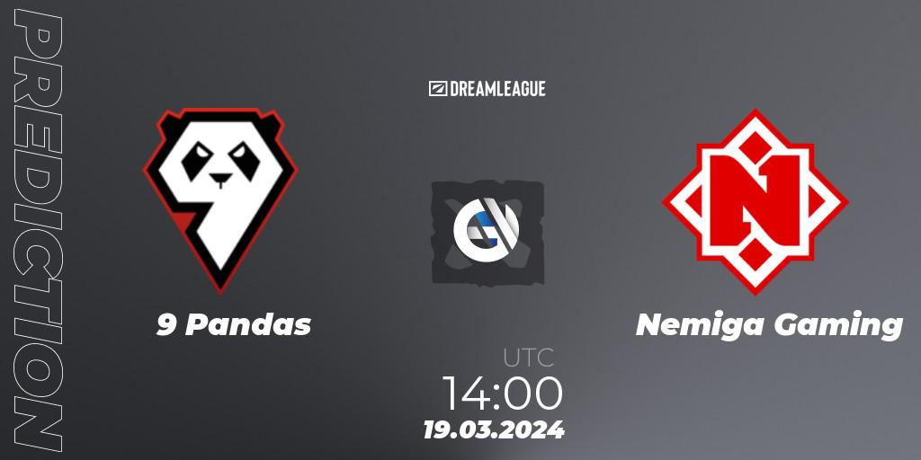 Prognose für das Spiel 9 Pandas VS Nemiga Gaming. 19.03.24. Dota 2 - DreamLeague Season 23: Eastern Europe Open Qualifier #2