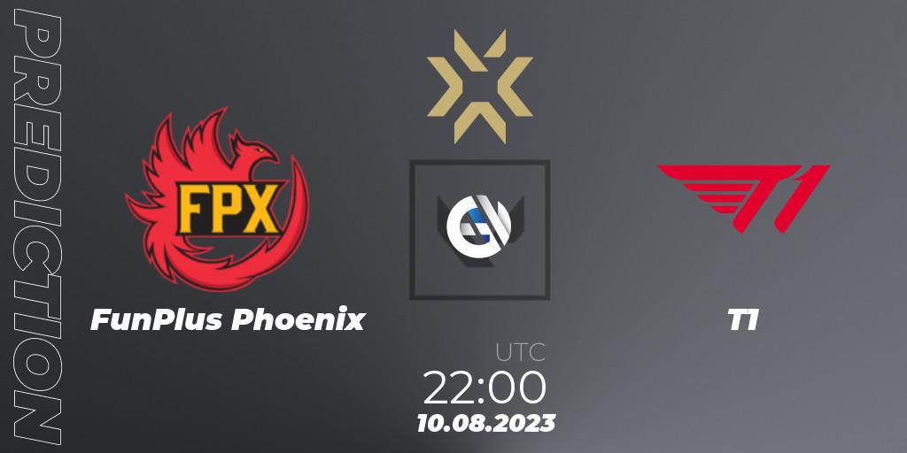 Prognose für das Spiel FunPlus Phoenix VS T1. 10.08.23. VALORANT - VALORANT Champions 2023