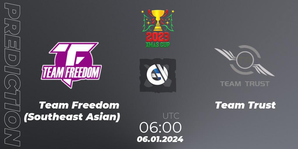 Prognose für das Spiel Team Freedom (Southeast Asian) VS Team Trust. 06.01.2024 at 06:00. Dota 2 - Xmas Cup 2023