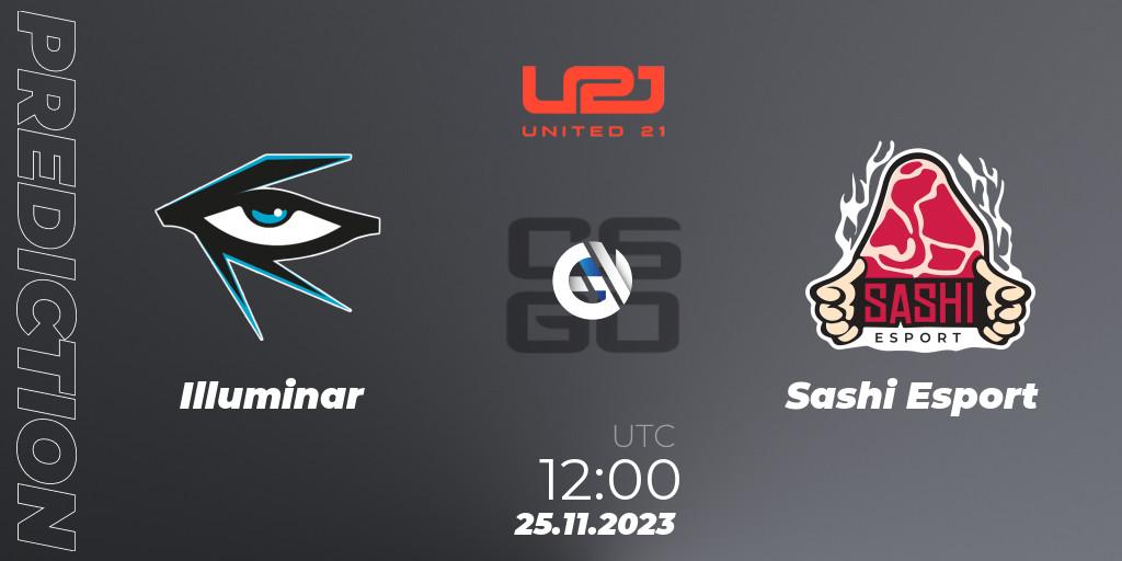 Prognose für das Spiel Illuminar VS Sashi Esport. 26.11.2023 at 09:00. Counter-Strike (CS2) - United21 Season 8