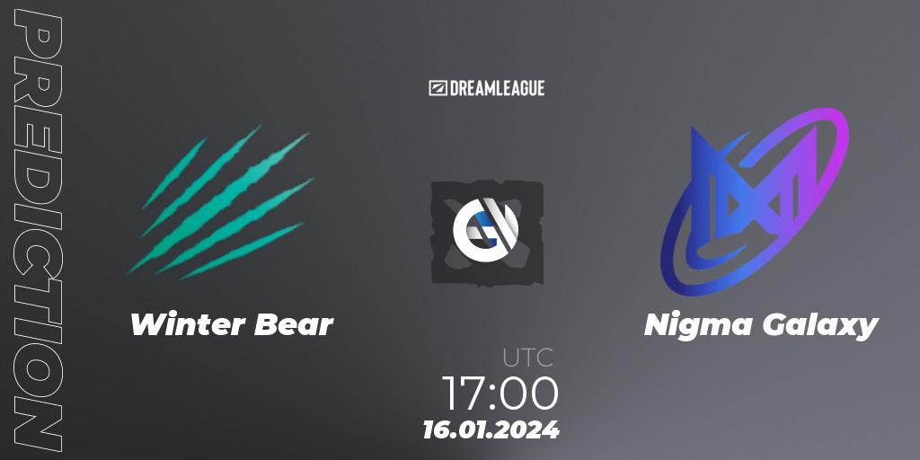 Prognose für das Spiel Winter Bear VS Nigma Galaxy. 16.01.24. Dota 2 - DreamLeague Season 22: MENA Closed Qualifier