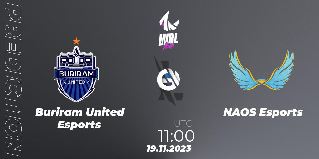 Prognose für das Spiel Buriram United Esports VS NAOS Esports. 19.11.23. Wild Rift - WRL Asia 2023 - Season 2 - Regular Season