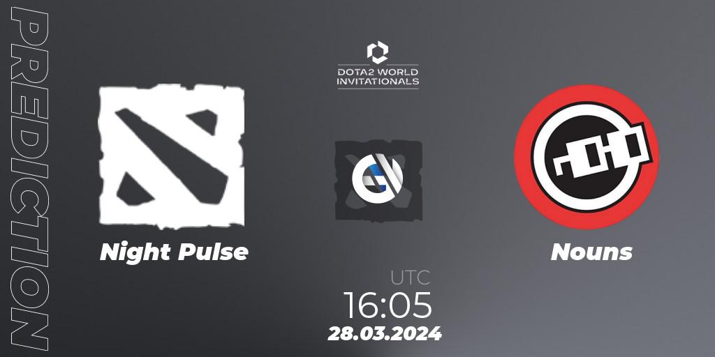 Prognose für das Spiel Night Pulse VS Nouns. 28.03.24. Dota 2 - Portal Dota 2 World Invitationals