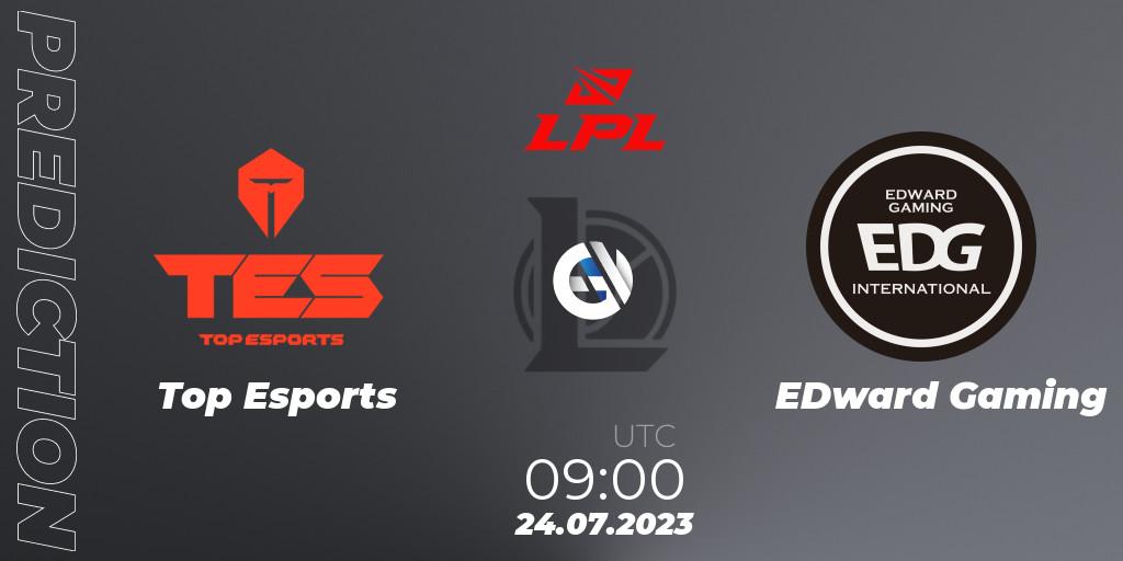 Prognose für das Spiel Top Esports VS EDward Gaming. 24.07.2023 at 09:00. LoL - LPL Summer 2023 - Playoffs