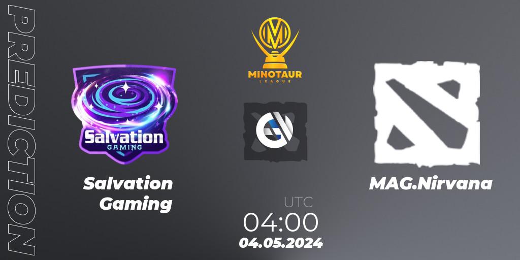 Prognose für das Spiel Salvation Gaming VS MAG.Nirvana. 04.05.2024 at 06:00. Dota 2 - Minotaur League