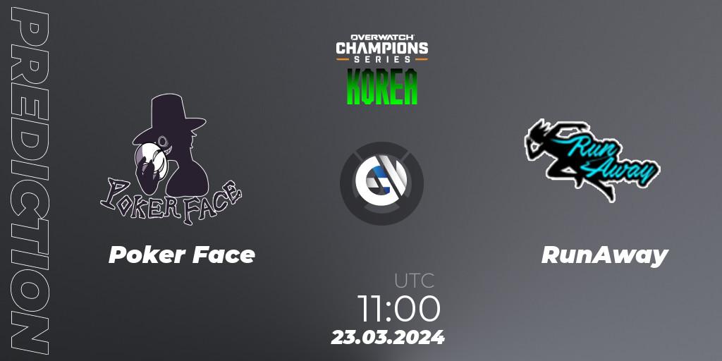 Prognose für das Spiel Poker Face VS RunAway. 23.03.24. Overwatch - Overwatch Champions Series 2024 - Stage 1 Korea
