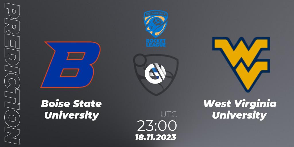 Prognose für das Spiel Boise State University VS West Virginia University. 18.11.23. Rocket League - CRL Fall 2023 - National Championship