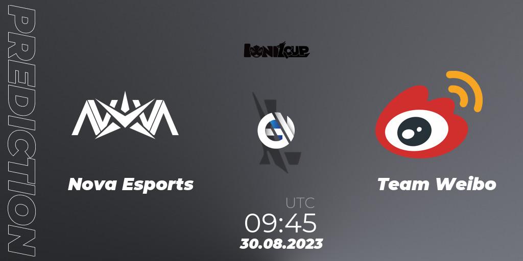 Prognose für das Spiel Nova Esports VS Team Weibo. 30.08.2023 at 09:45. Wild Rift - Ionia Cup 2023 - WRL CN Qualifiers