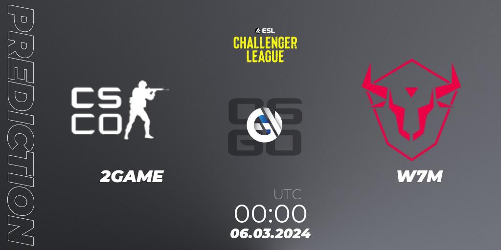 Prognose für das Spiel 2GAME VS W7M. 06.03.24. CS2 (CS:GO) - ESL Challenger League Season 47: South America