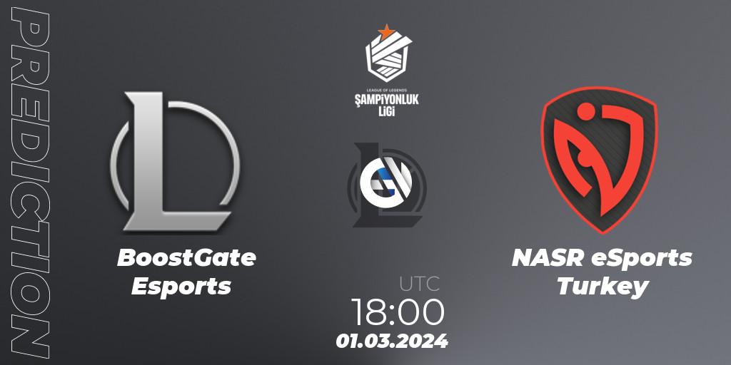 Prognose für das Spiel BoostGate Esports VS NASR eSports Turkey. 01.03.2024 at 18:00. LoL - TCL Winter 2024