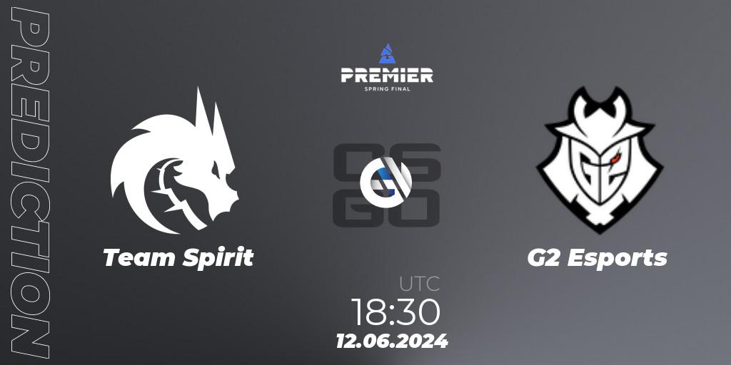Prognose für das Spiel Team Spirit VS G2 Esports. 12.06.2024 at 19:55. Counter-Strike (CS2) - BLAST Premier Spring Final 2024
