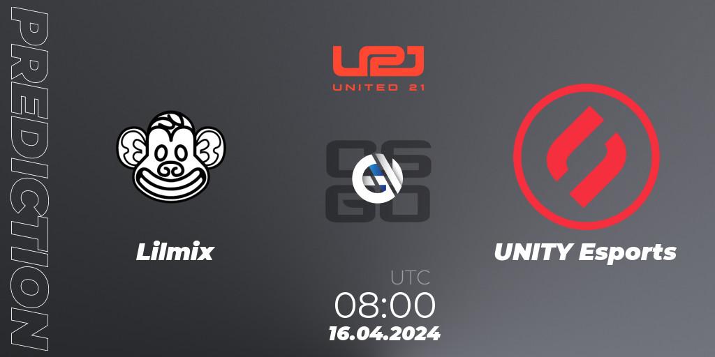 Prognose für das Spiel Lilmix VS UNITY Esports. 16.04.24. CS2 (CS:GO) - United21 Season 14