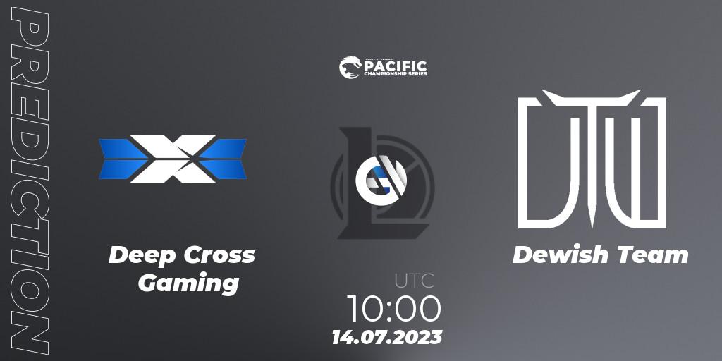 Prognose für das Spiel Deep Cross Gaming VS Dewish Team. 14.07.2023 at 10:15. LoL - PACIFIC Championship series Group Stage