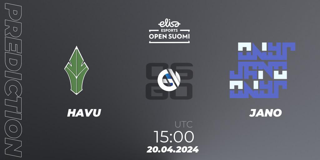 Prognose für das Spiel HAVU VS JANO. 20.04.24. CS2 (CS:GO) - Elisa Open Suomi Season 6