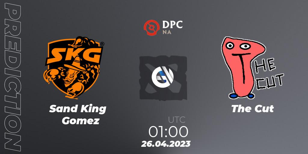 Prognose für das Spiel Sand King Gomez VS The Cut. 26.04.2023 at 01:10. Dota 2 - DPC 2023 Tour 2: NA Division II (Lower)