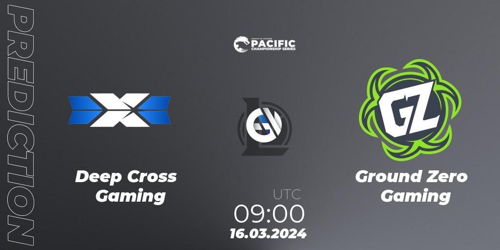 Prognose für das Spiel Deep Cross Gaming VS Ground Zero Gaming. 16.03.24. LoL - PCS Playoffs Spring 2024