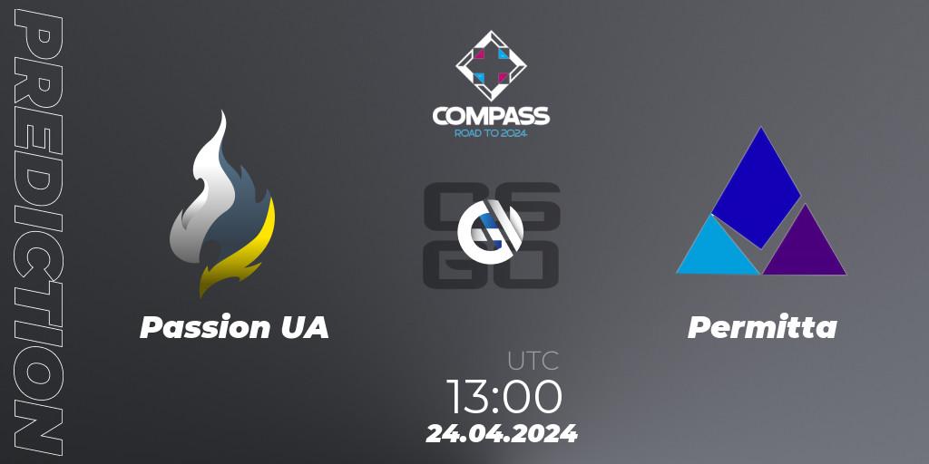 Prognose für das Spiel Passion UA VS Permitta. 24.04.24. CS2 (CS:GO) - YaLLa Compass Spring 2024