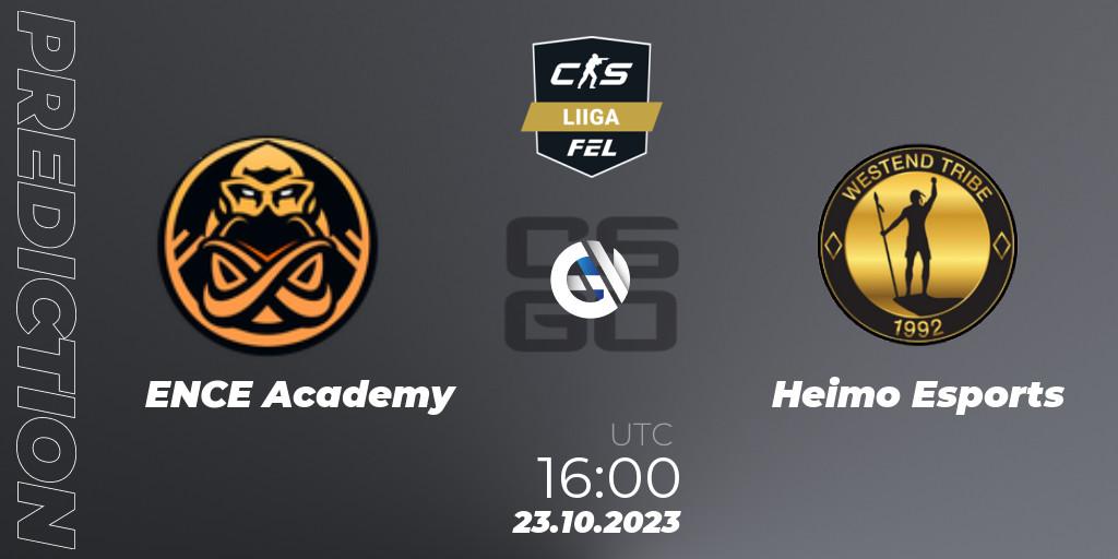 Prognose für das Spiel ENCE Academy VS Heimo Esports. 23.10.23. CS2 (CS:GO) - Finnish Esports League Season 11